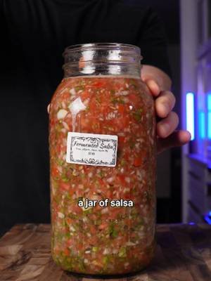 I haven't bought a jar of salsa in years. No brine, no cooking, just fresh veggies and 2% salt for 4 to 5 days on the counter. Throw in whatever peppers you like. One jar lasts me about 3 months. The full fermentation system is linked in my bio. #fermentation #fermentedsalsa #salsa #fermentedfoods #dishbydavid