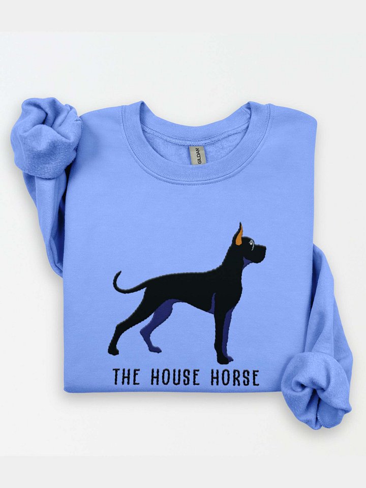 The House Horse Sweatshirt (Embroidered) of a Great Dane(Black, Cropped Ears) product image (1)