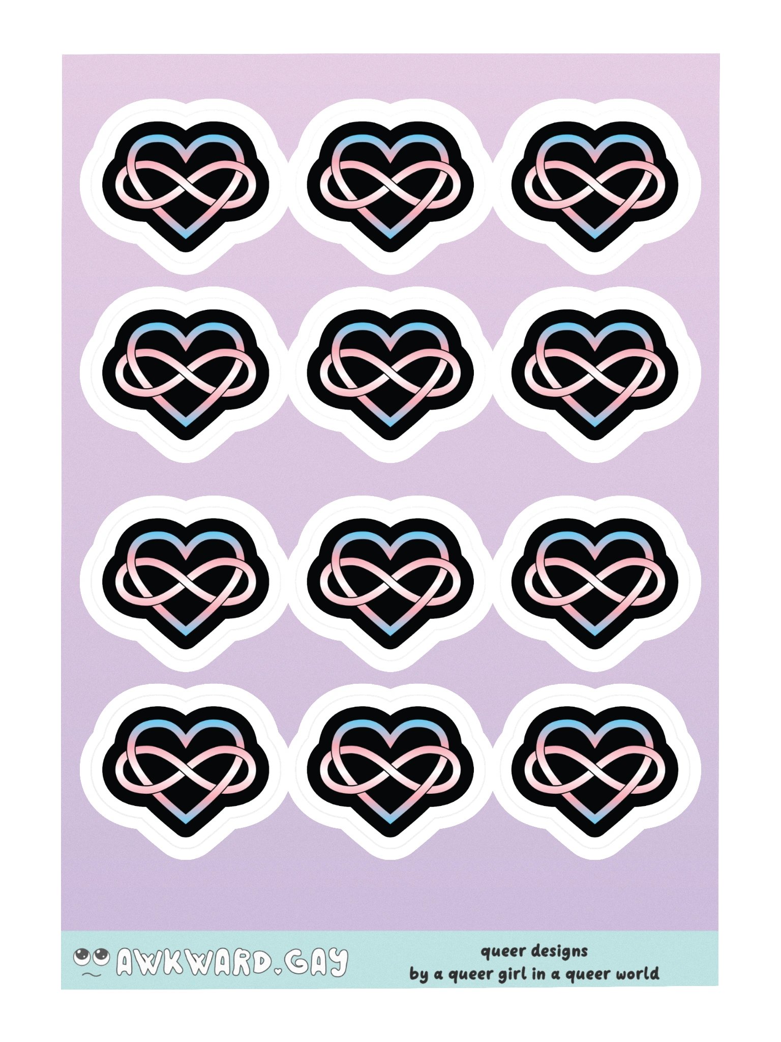 Trans Pride Gradient Polyamory Infinity Heart Sticker Sheet product image (3)