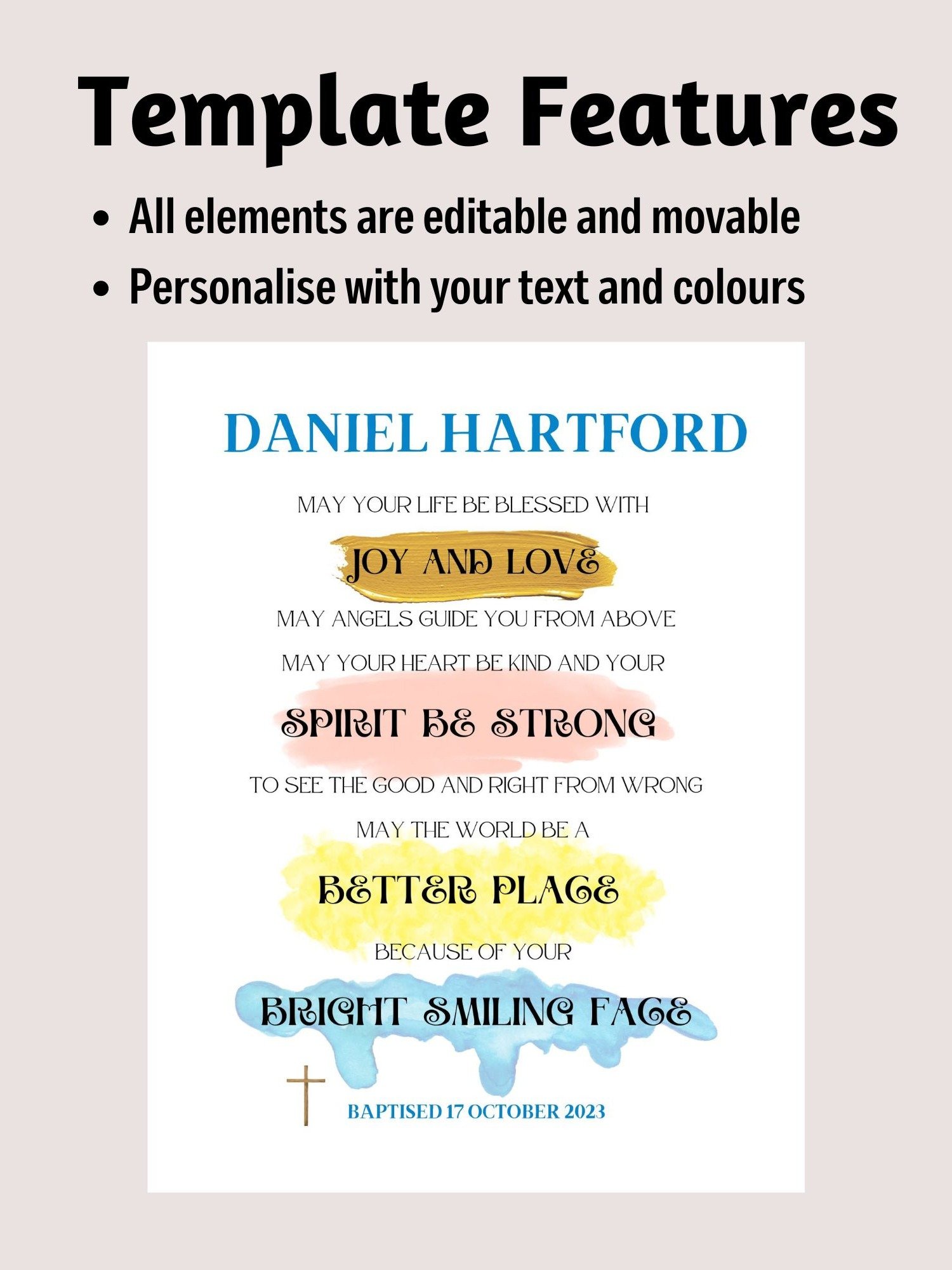 Inspirational Poetic Pray Baptism Canva Template product image (5)