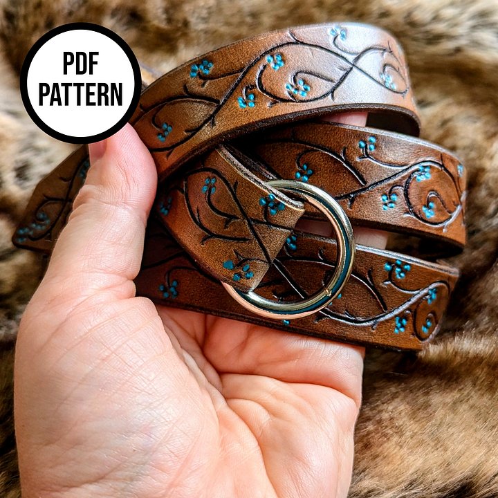 Elven Vines Leather Ring Belt - PDF Pattern for Leatherwork product image (1)