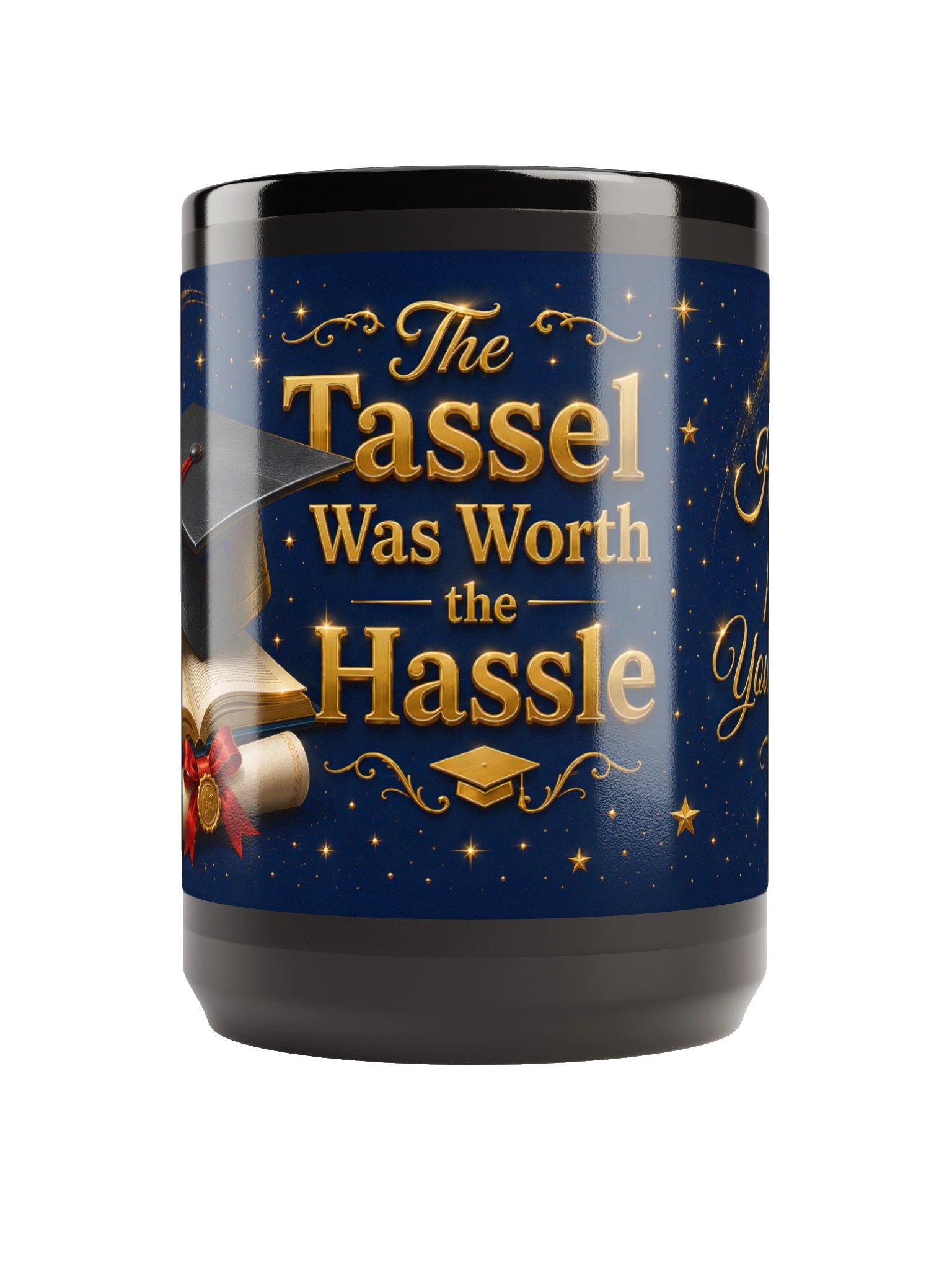 "The Tassel Was Worth the Hassle" Graduation Mug — Navy Wrap product image (1)