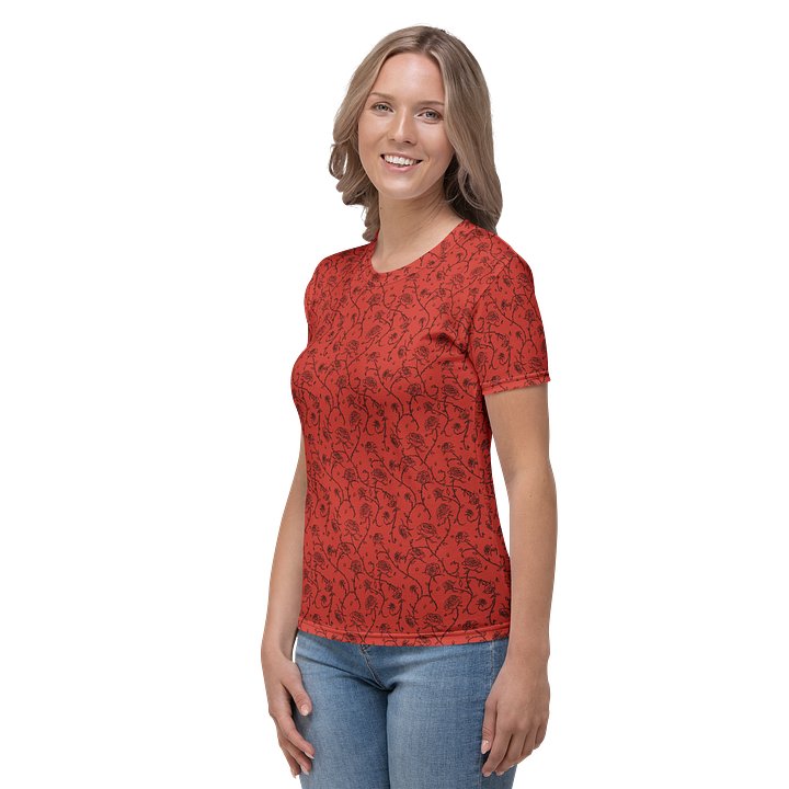 Gothic Red Rose Crew Neck Feminine T-Shirt product image (1)