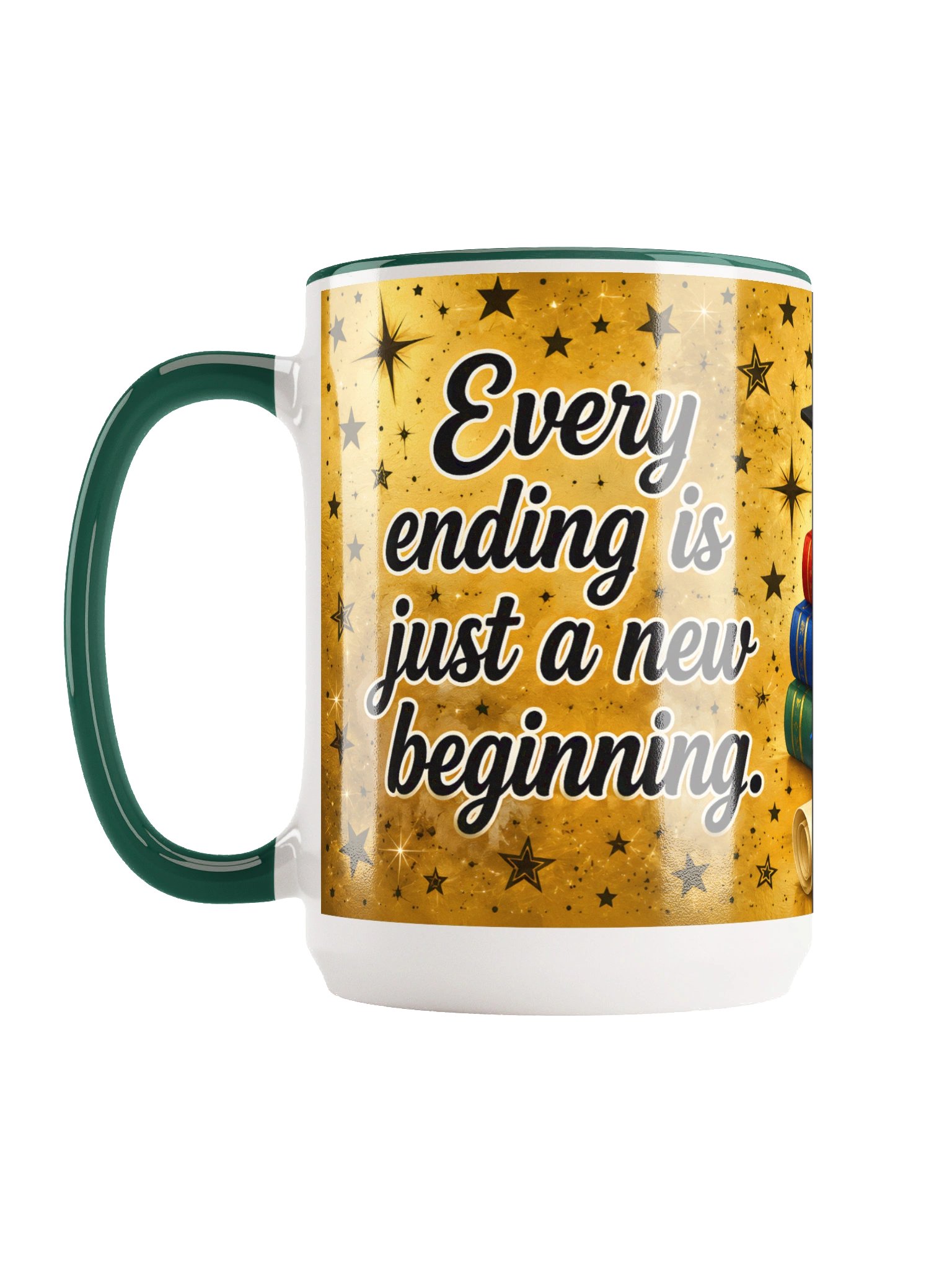 "Closed Every Chapter Now Starting a New Book" Graduation Mug — Gold Wrap product image (11)