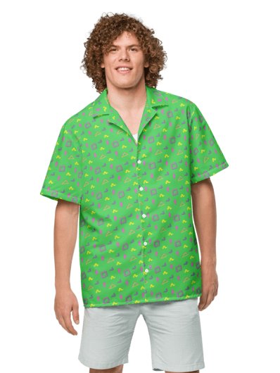 Oh Worm green pattern button down shirt product image (1)