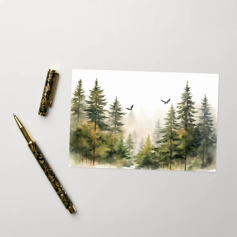 All-Occasion Greeting Card: Flying Birds Over Fir trees product image (8)
