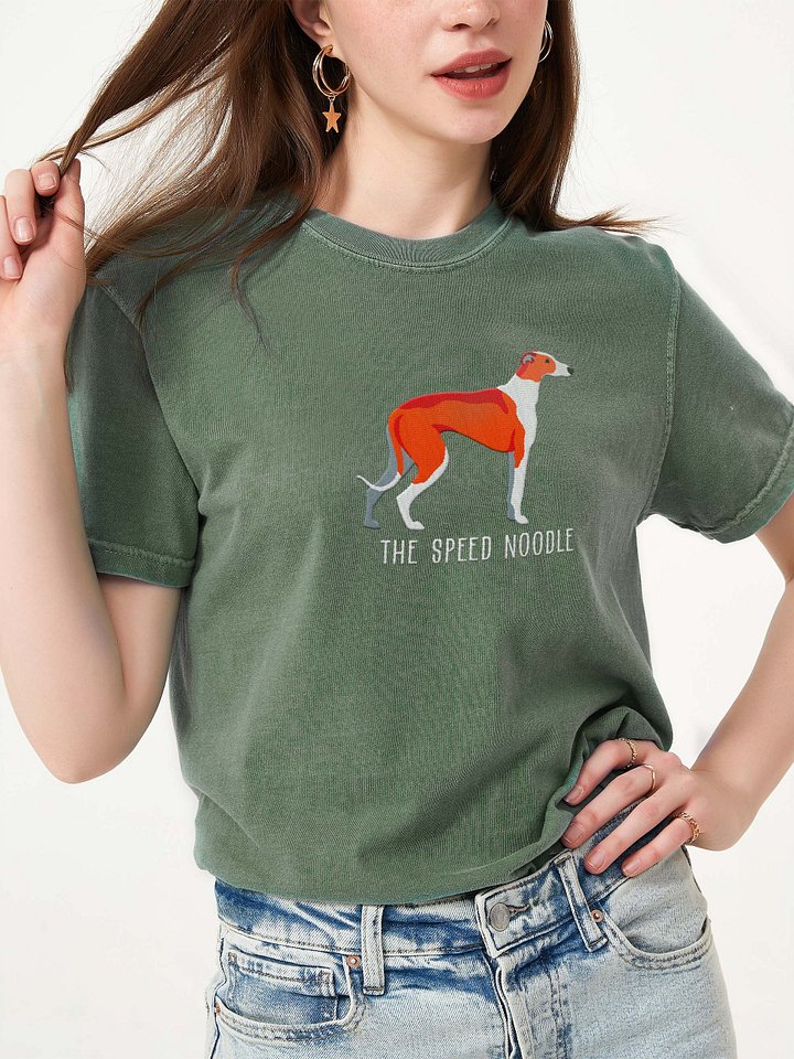 The Speed Noodle T-Shirt(Embroidered) of a Greyhound(Red & White) product image (2)