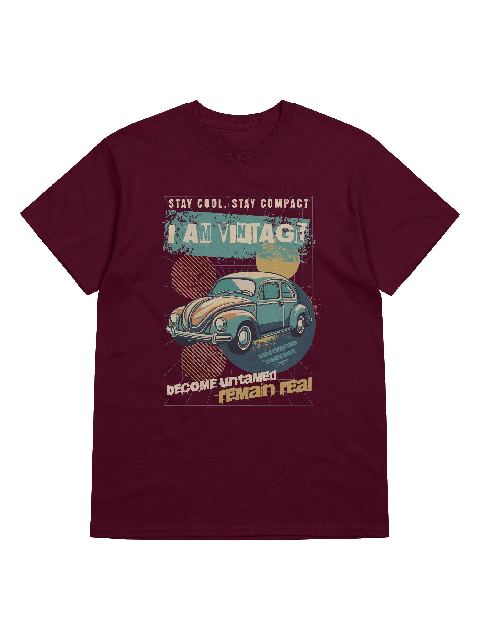 Vintage Car(e) Vibes Heavyweight 100% Cotton T-shirt by EQALL® Originals_Green_Beige_Yellow product image (1)