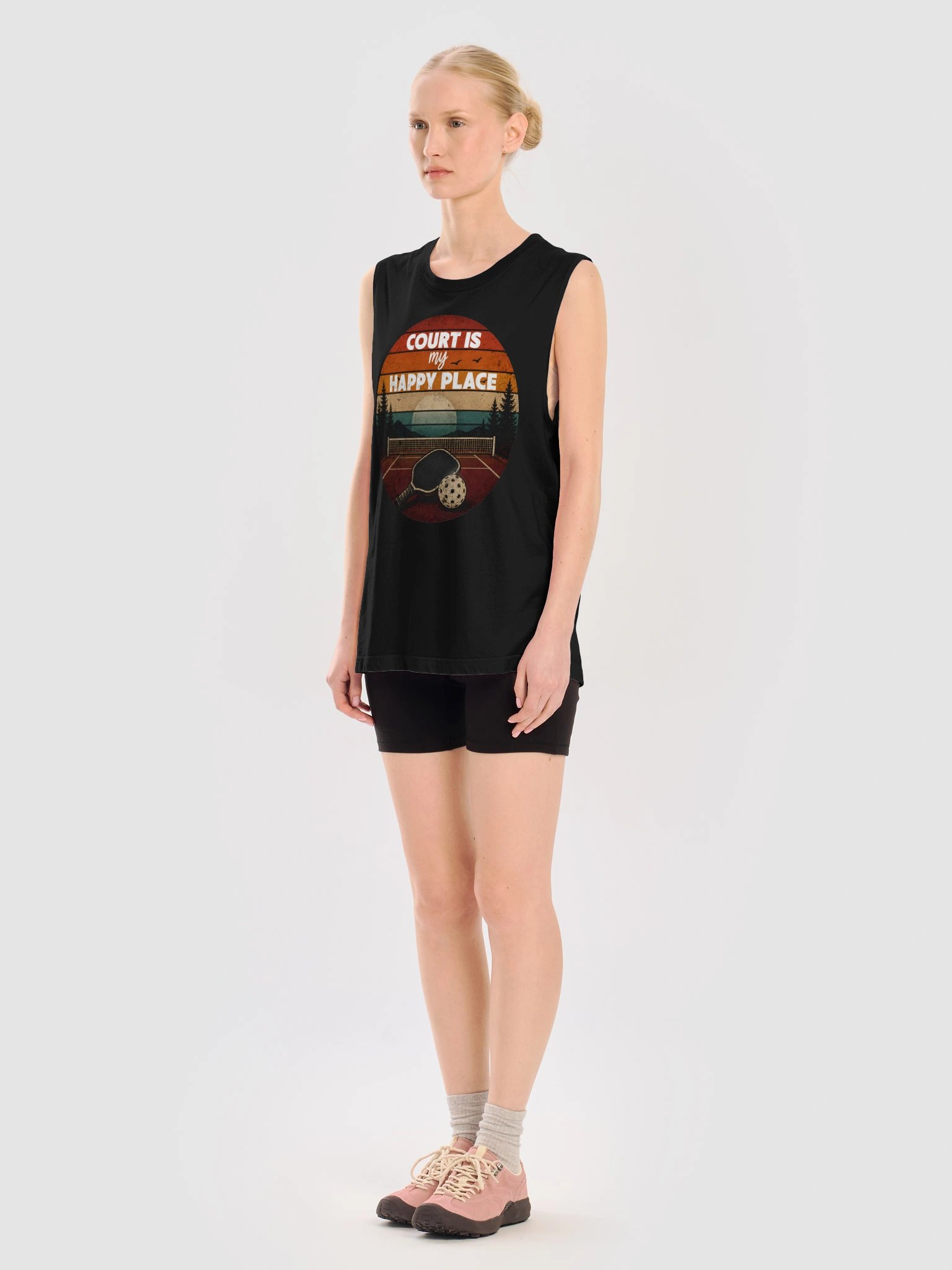 Court Is My Happy Place Pickleball Tank Top – Funny Pickleball Tank Top product image (4)