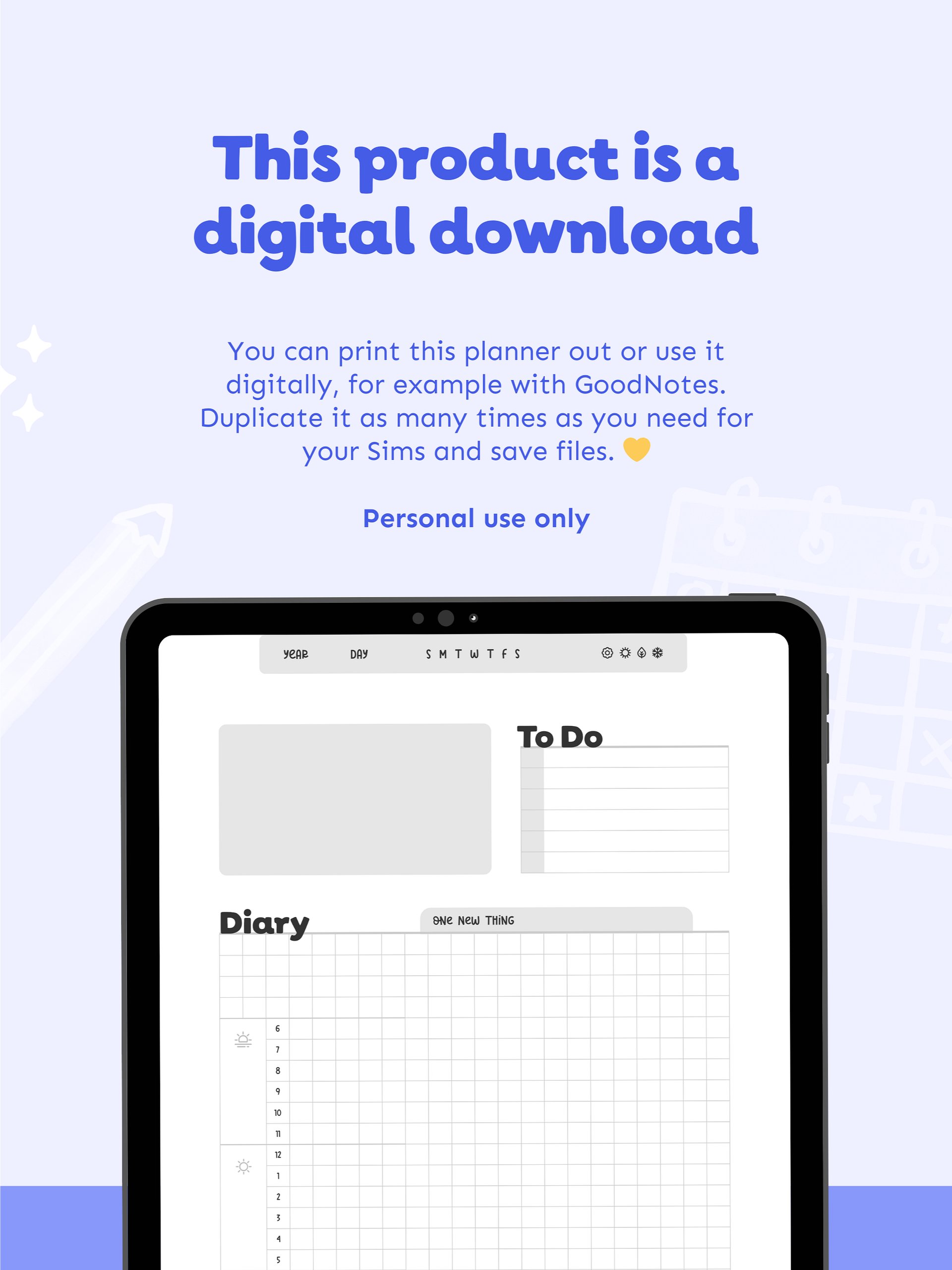 Sim Planner Printable product image (4)