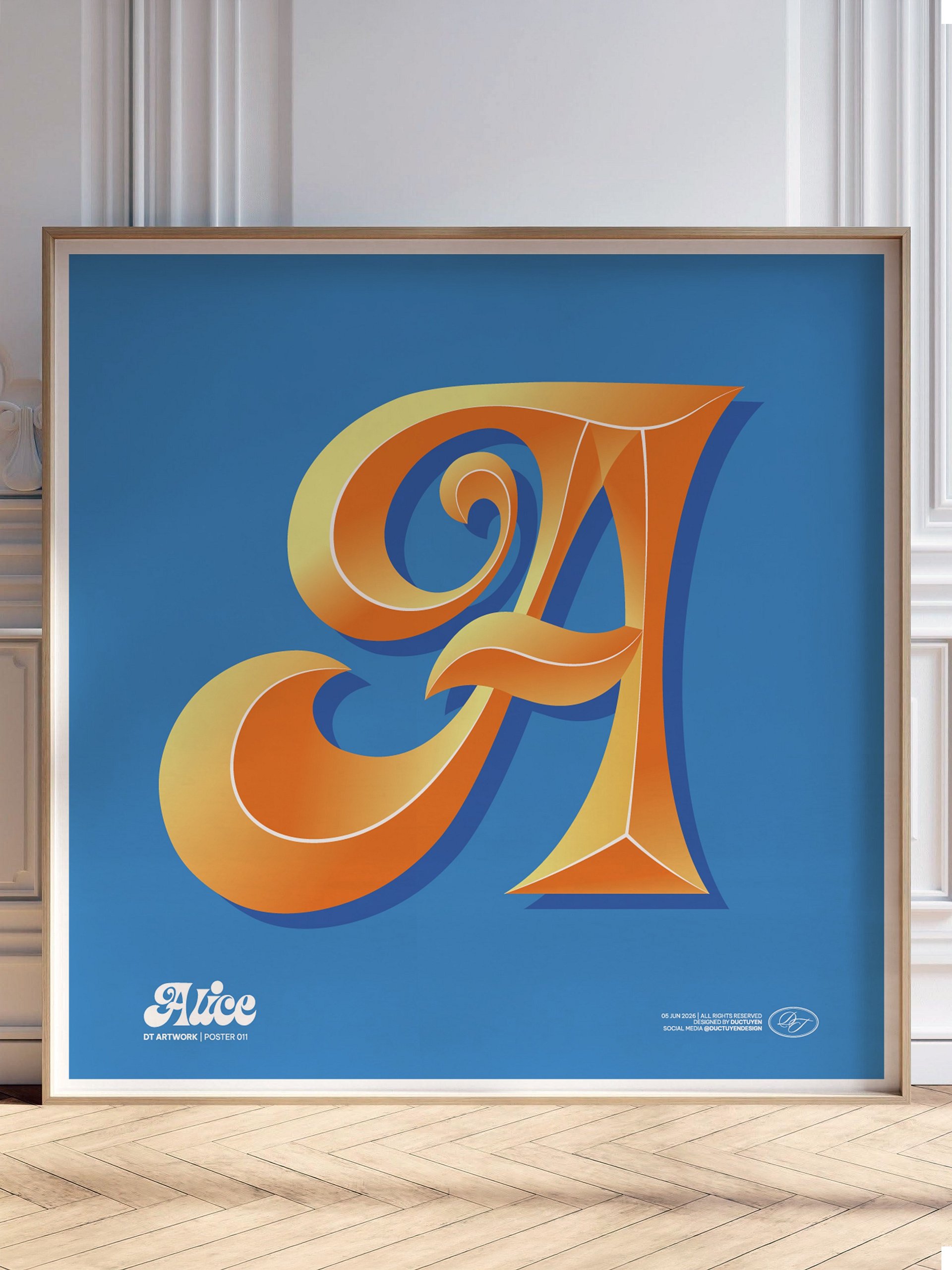 Custom Retro Name Letter Art Print product image (1)