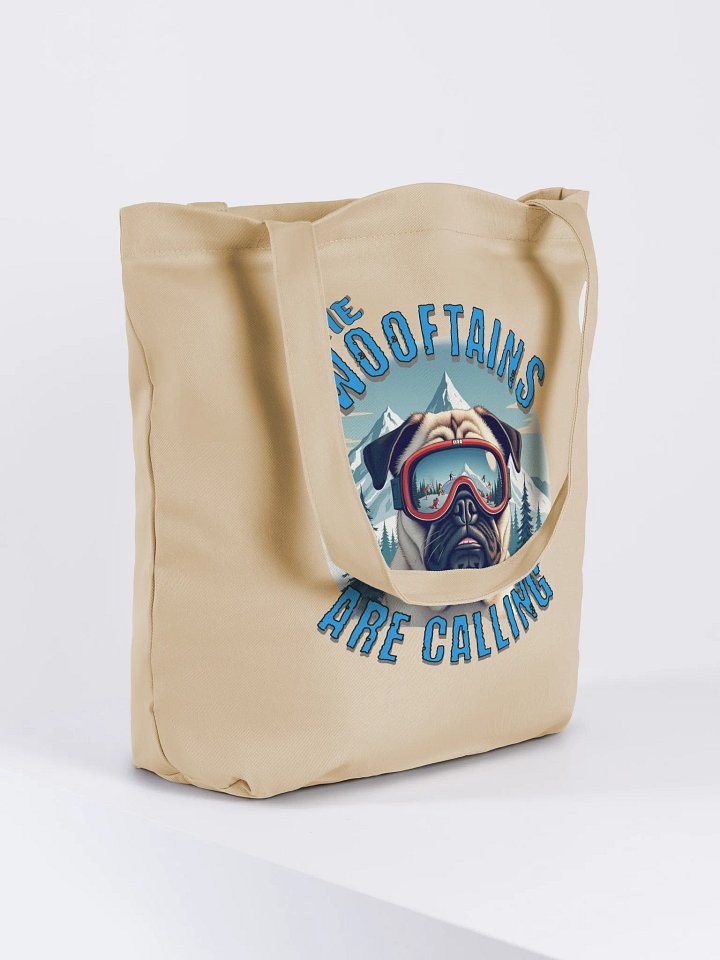 The Wooftains Are Calling Dog Pug Skiing Wanderlust Eco Tote product image (4)