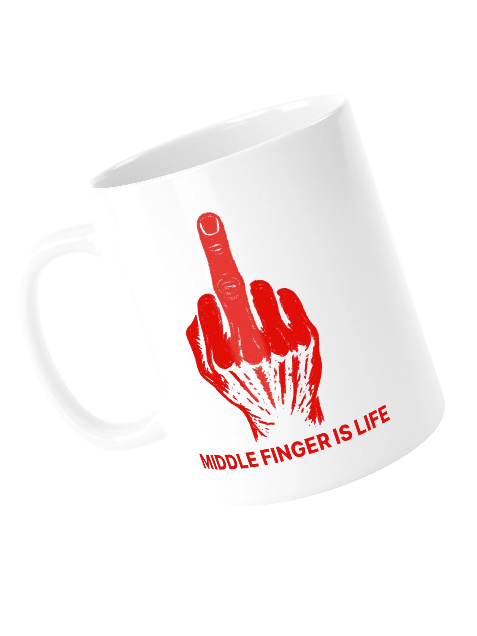 No ShopCo Middle Finger White Glossy Mug - Red Artwork product image (5)