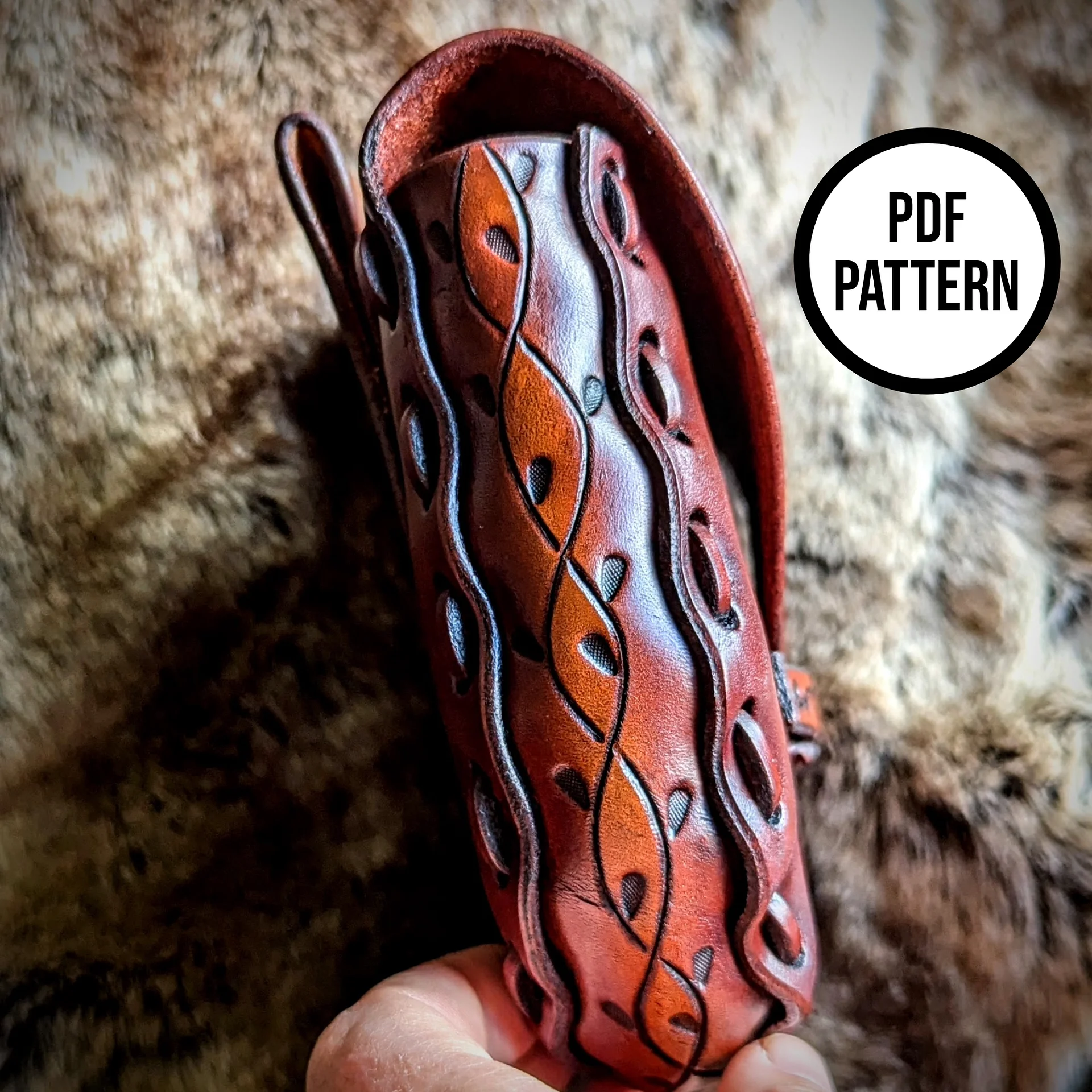 Leather Belt Pouch with Tooled Vines - PDF Pattern for Leatherwork product image (2)