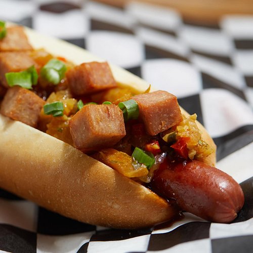 Back for the month of May!  The 9th Island has returned!  Beef frank with grilled pineapple relish, fried Spam and teriyaki s...