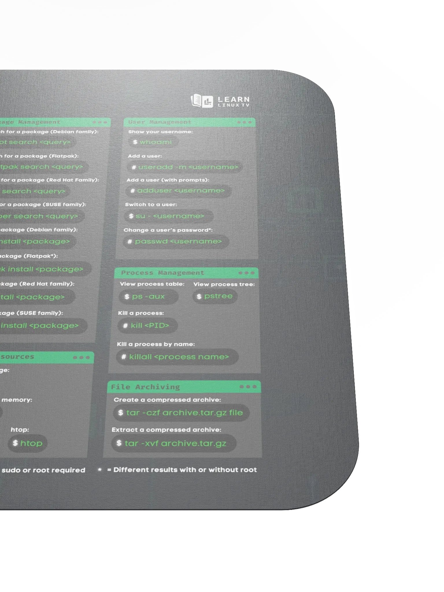 Linux Commands Cheat Sheet Mouse Pad product image (5)
