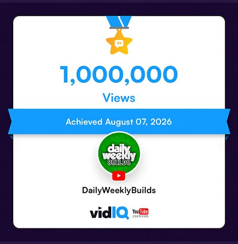 1,000,000 views in total on DailyWeeklyBuilds!

Thank you to everyone who’s watched even just one video once, you played a pa...
