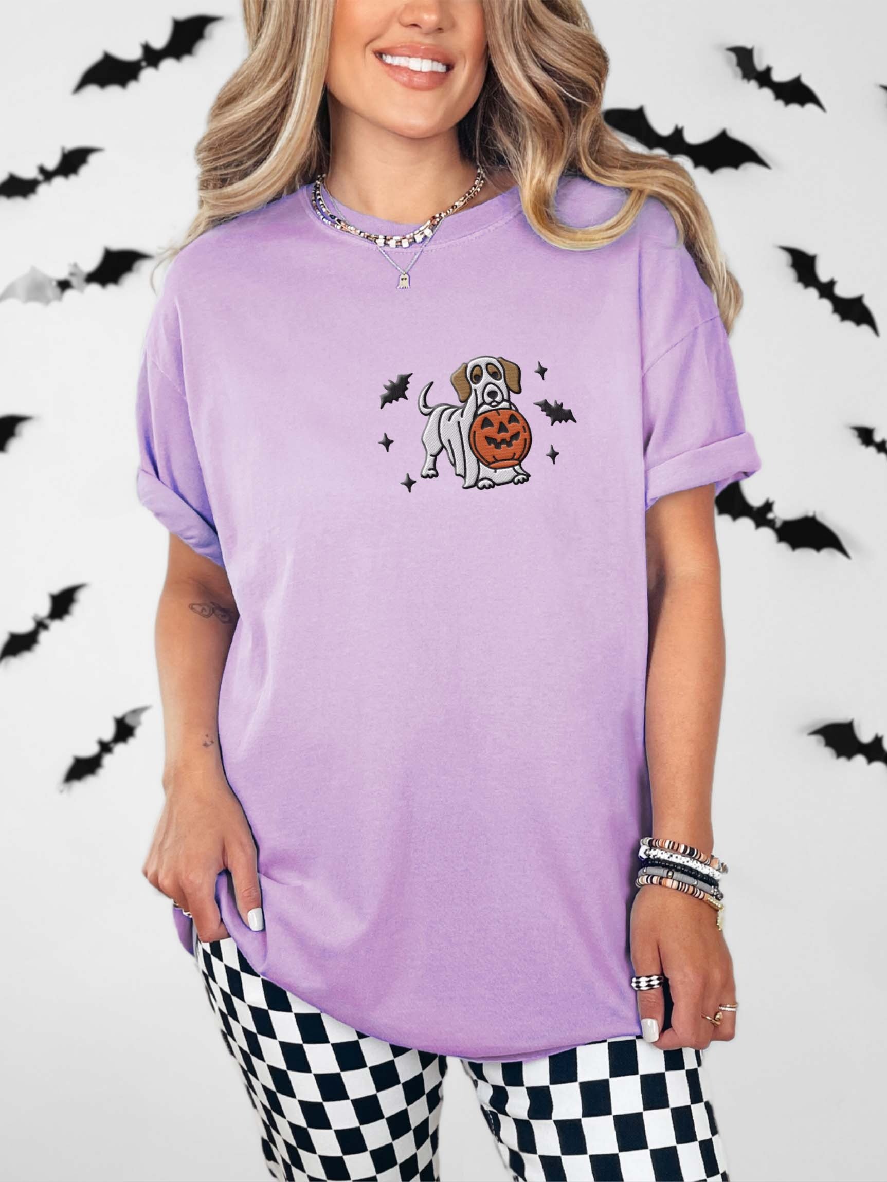 Halloween Dachshund(Pied, Brown) Embroidered T-Shirt product image (2)