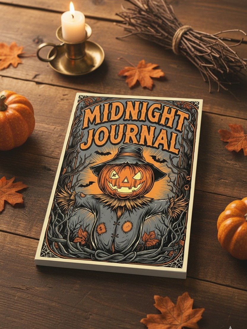 Midnight Journal Cover | Scarecrow Halloween Printable | Dark Academia Journal | Spooky Notebook Cover | Autumn Decor | DIY Book Cover | Instant Download product image (5)