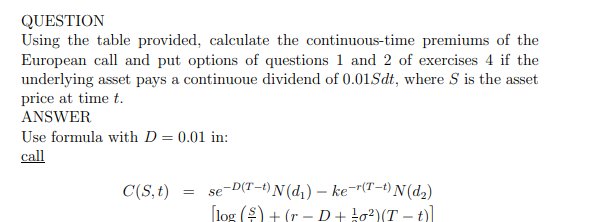 TD - Continuous dividend and European call and put options product image (1)
