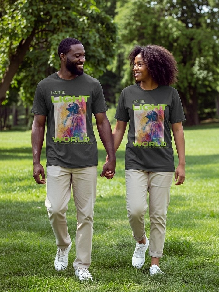 Light of the World Tee - Jesus Christ John 8:12 Bible Verse T-Shirt, Christian Savior Light of the World Shirt product image (2)