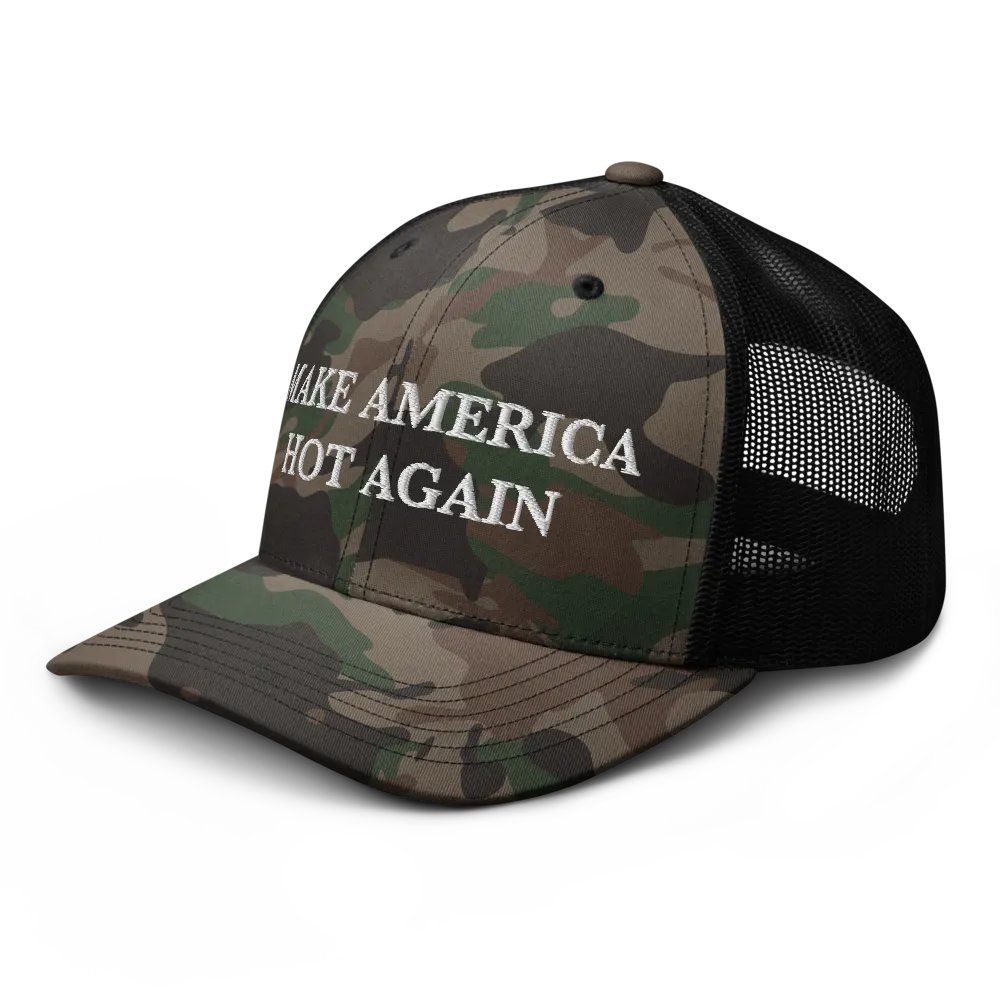MAKE AMERICA HOT AGAIN Camo Trucker Hat product image (4)