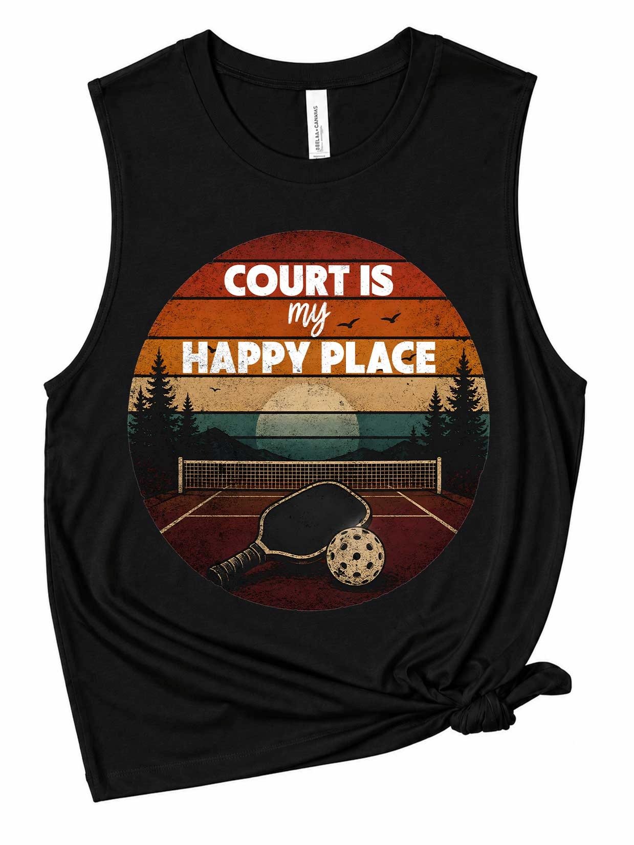 Court Is My Happy Place Pickleball Tank Top – Funny Pickleball Tank Top product image (1)