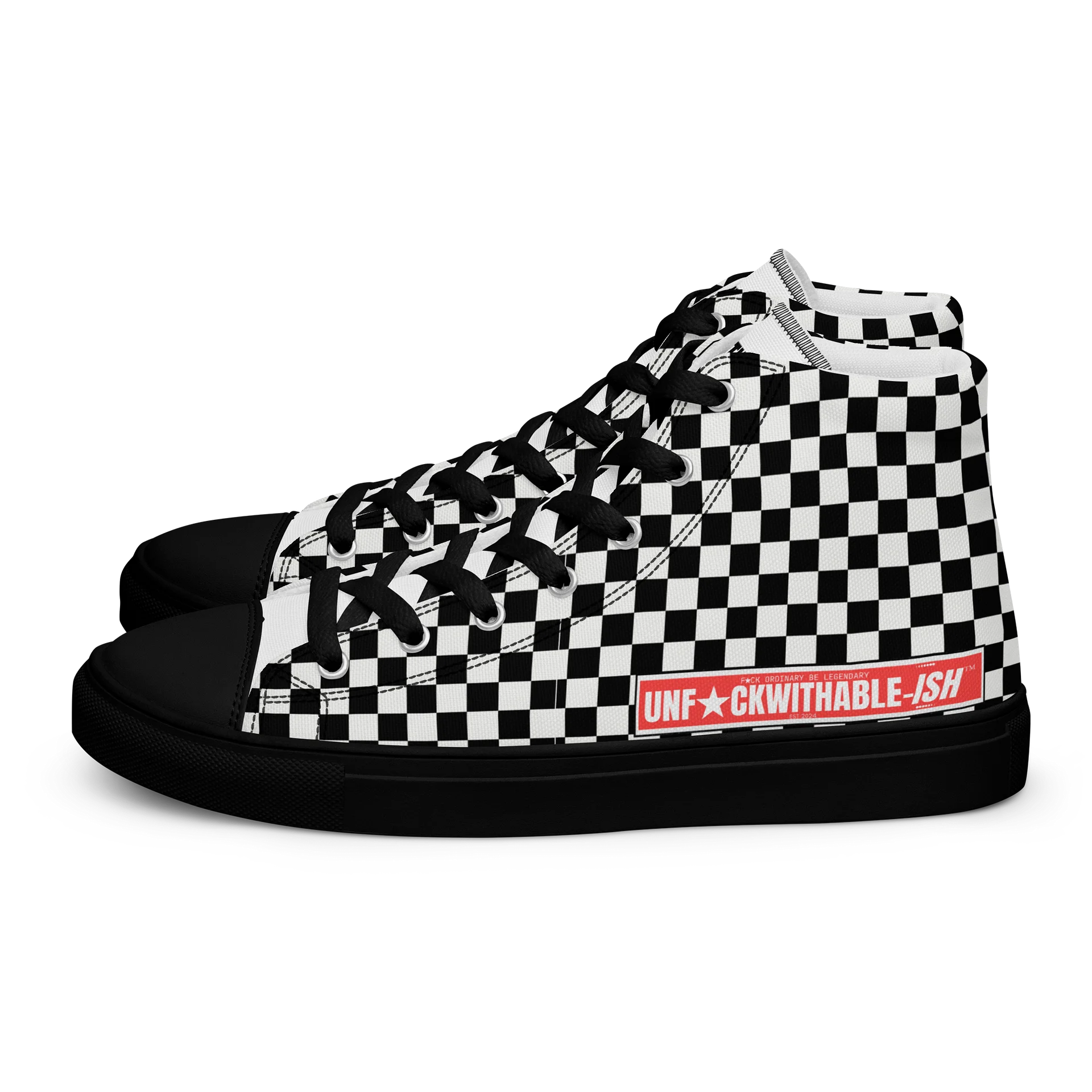 UNF★CKWITHABLE-ISH™ Women's Look-a-Like Chuck Taylor Hand-made Canvas Streetwear Shoes Checkered product image (1)