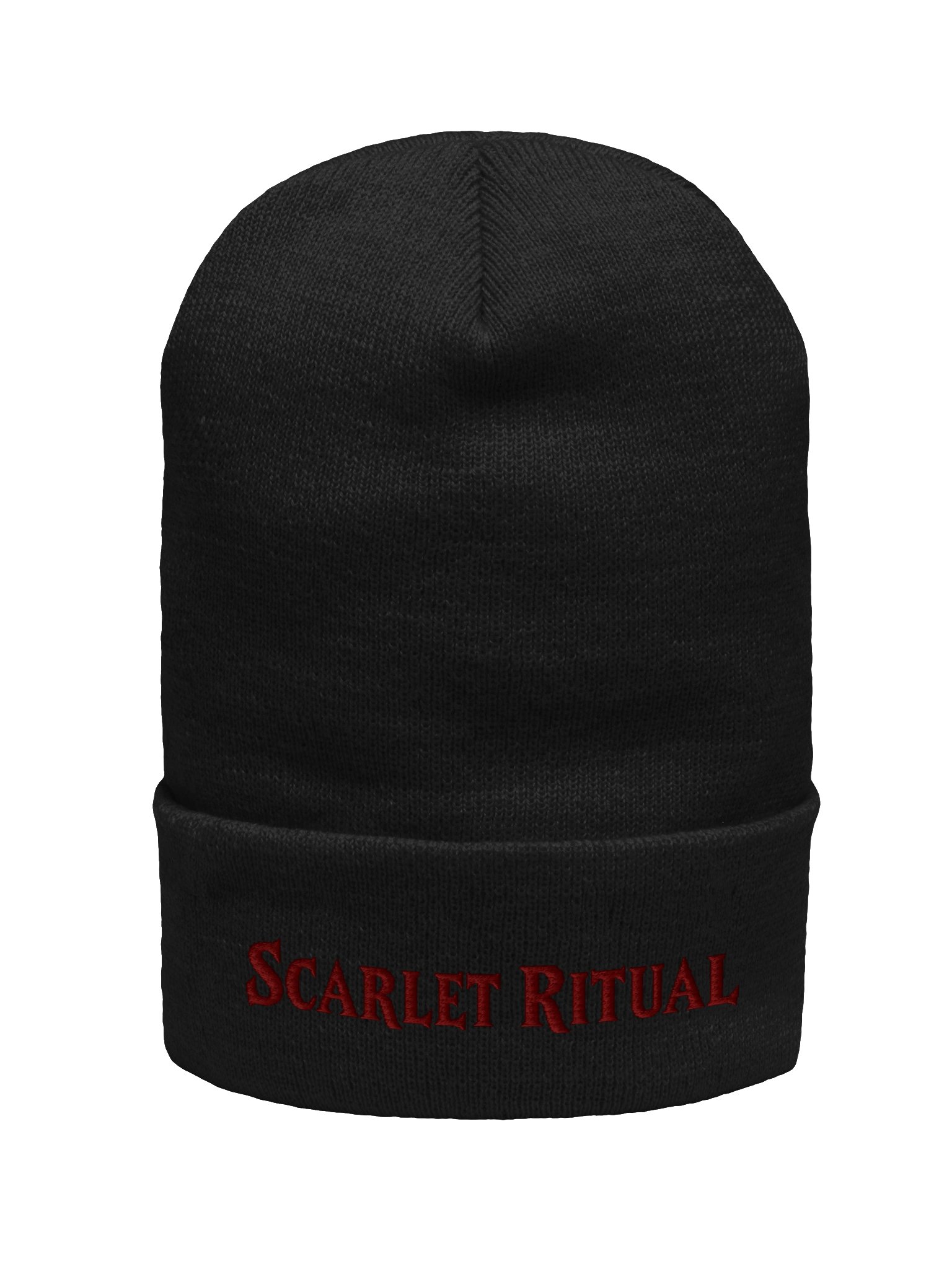 "Scarlet Ritual" Signature Embroidered Gothic Beanie | Fethria product image (2)