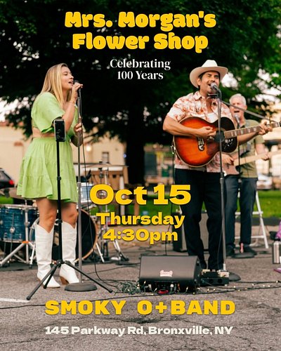 Wear 💐 in your hair this Thursday @mrsmorgansflowers Smoky O + Band w Drums/ Scott @dblkickdrumbklyn - Vocals/ Regan @reganri...