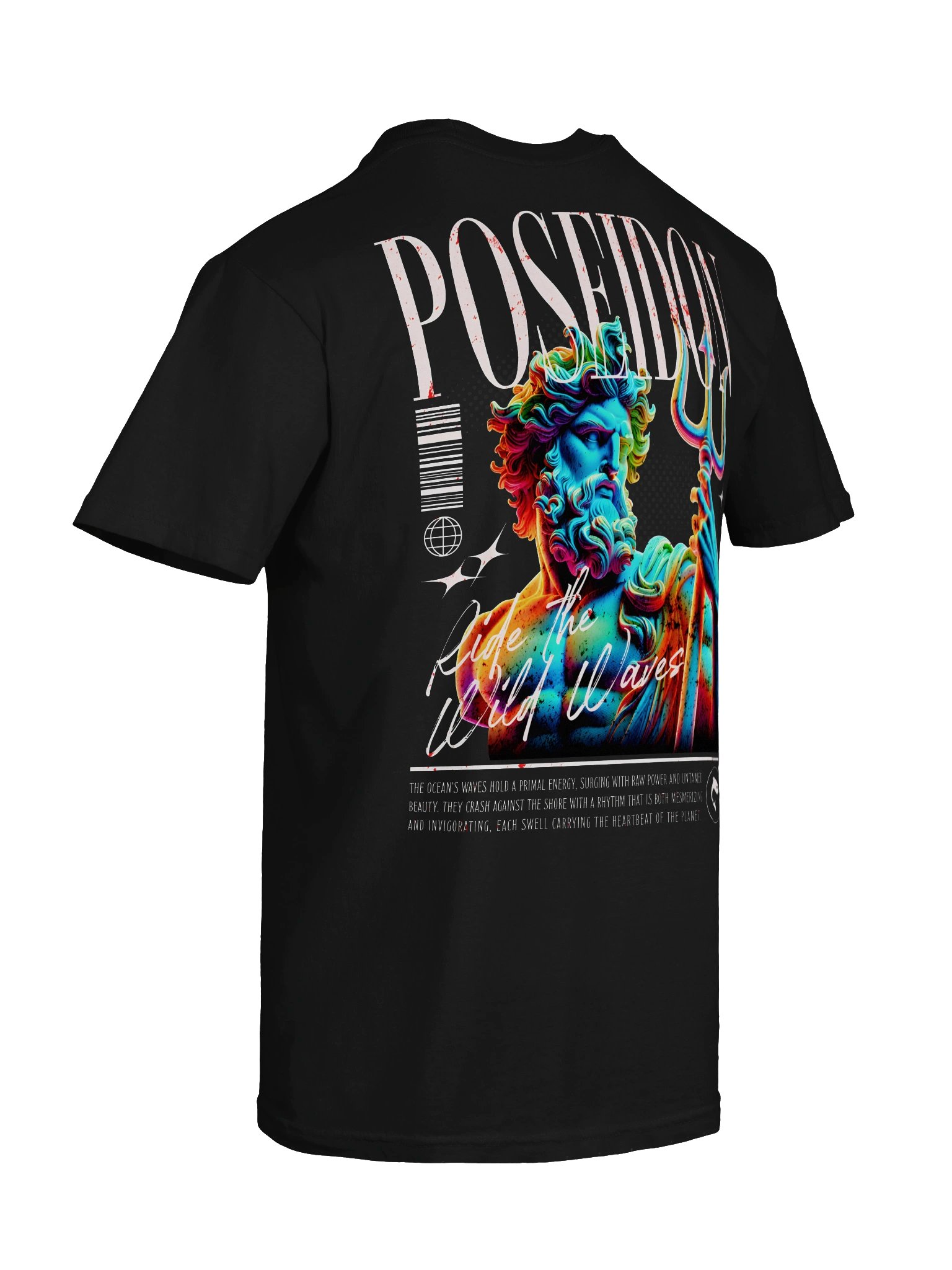 Poseidon Greek God Streetwear T-Shirt – Vaporwave Synthwave Aesthetic Graphic Tee product image (5)