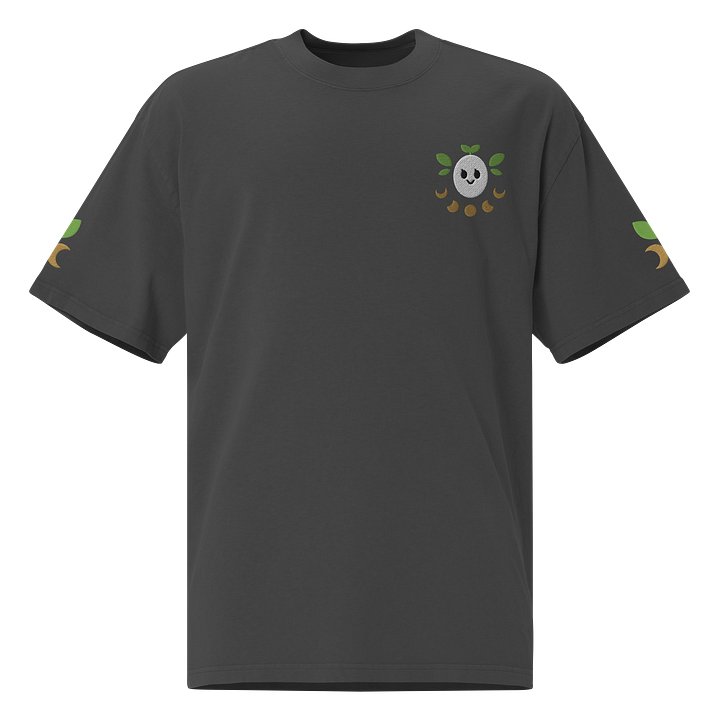T-shirt Oversized Premium Rethaly lune masque joyeux plantes brodé product image (1)