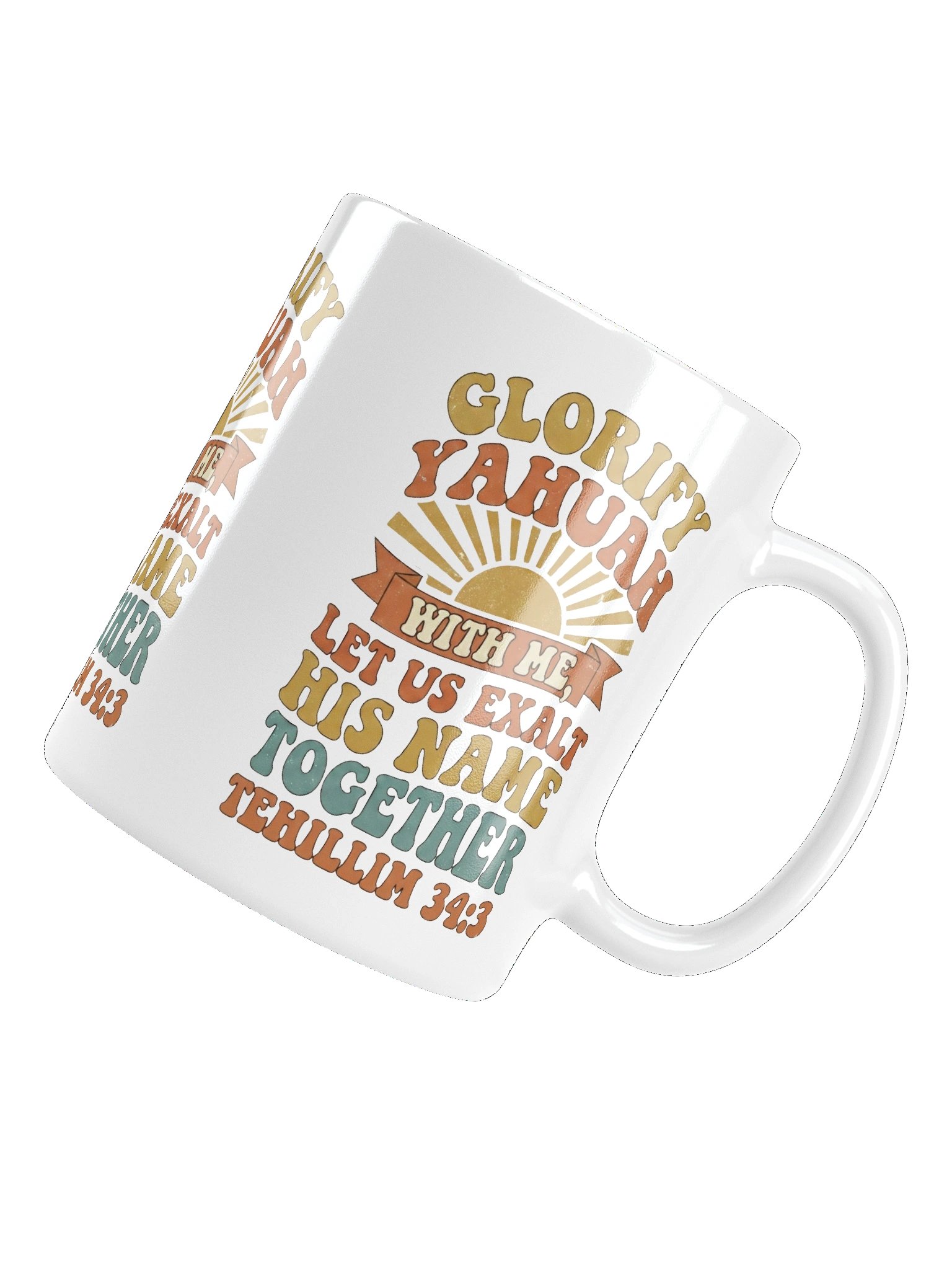 Glorify YAHUAH With Me Mug | Tehillim 34:3 Scripture Cup | White Glossy Ceramic product image (5)