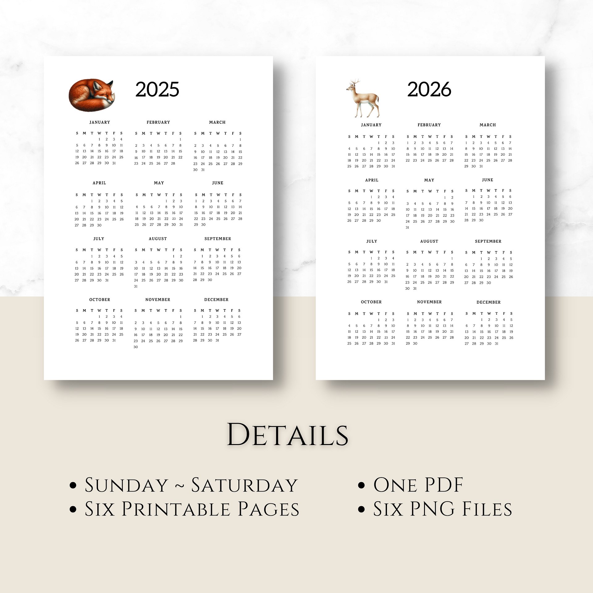 Six-year Printable Calendar Pages: Woodland Creatures product image (6)