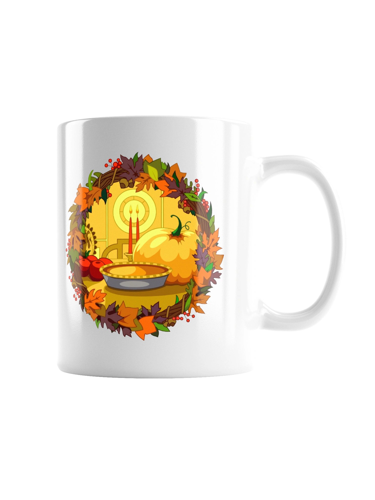 Cozy Thanksgiving Candlelight Ceramic Mug – Festive Autumn Feast Coffee Cup product image (8)