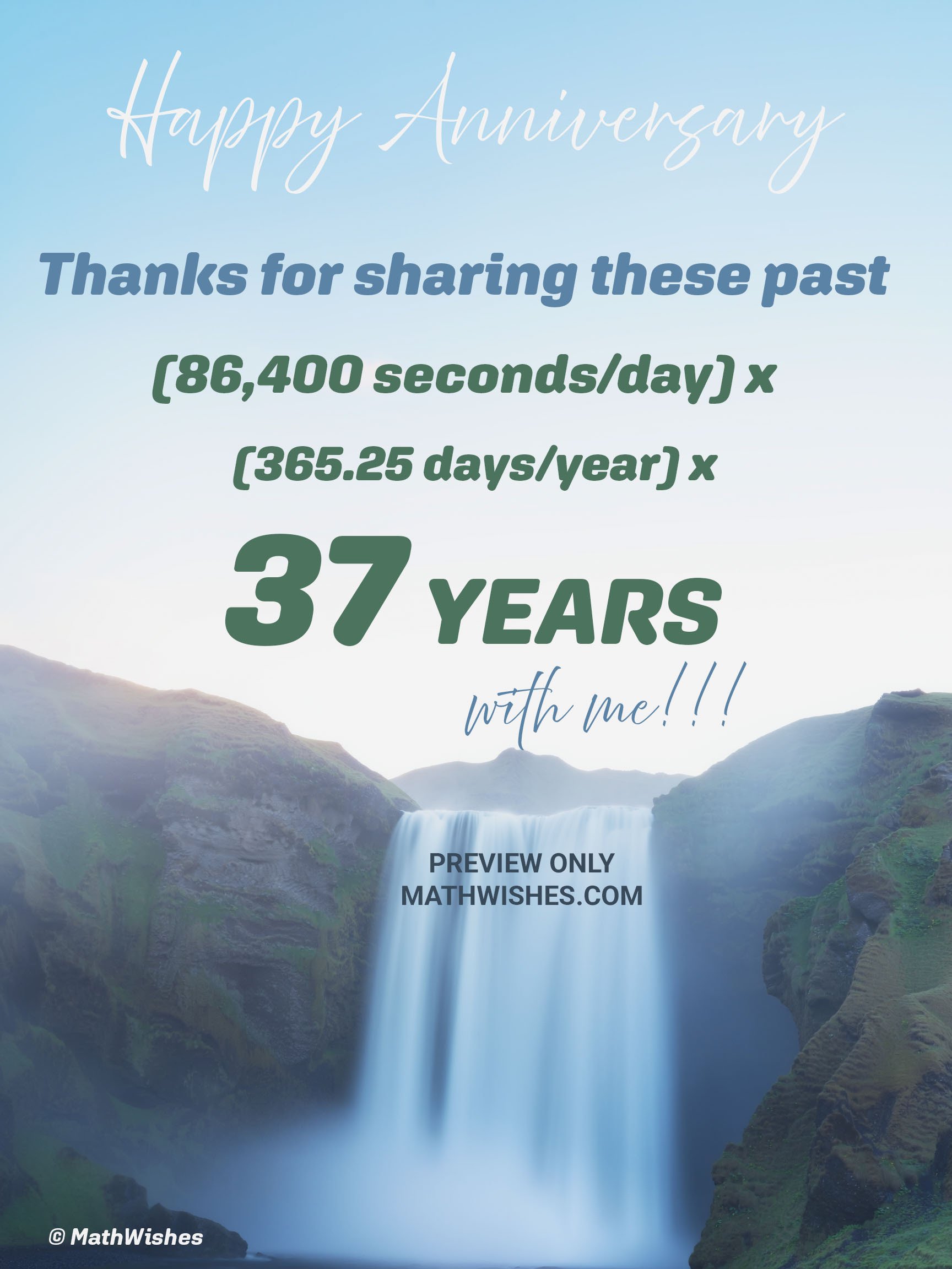 37th Anniversary Card - Waterfall product image (1)