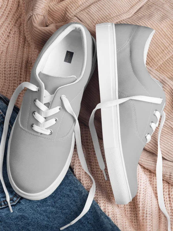 Sleek Gray Lace-Up Canvas Shoes product image (3)