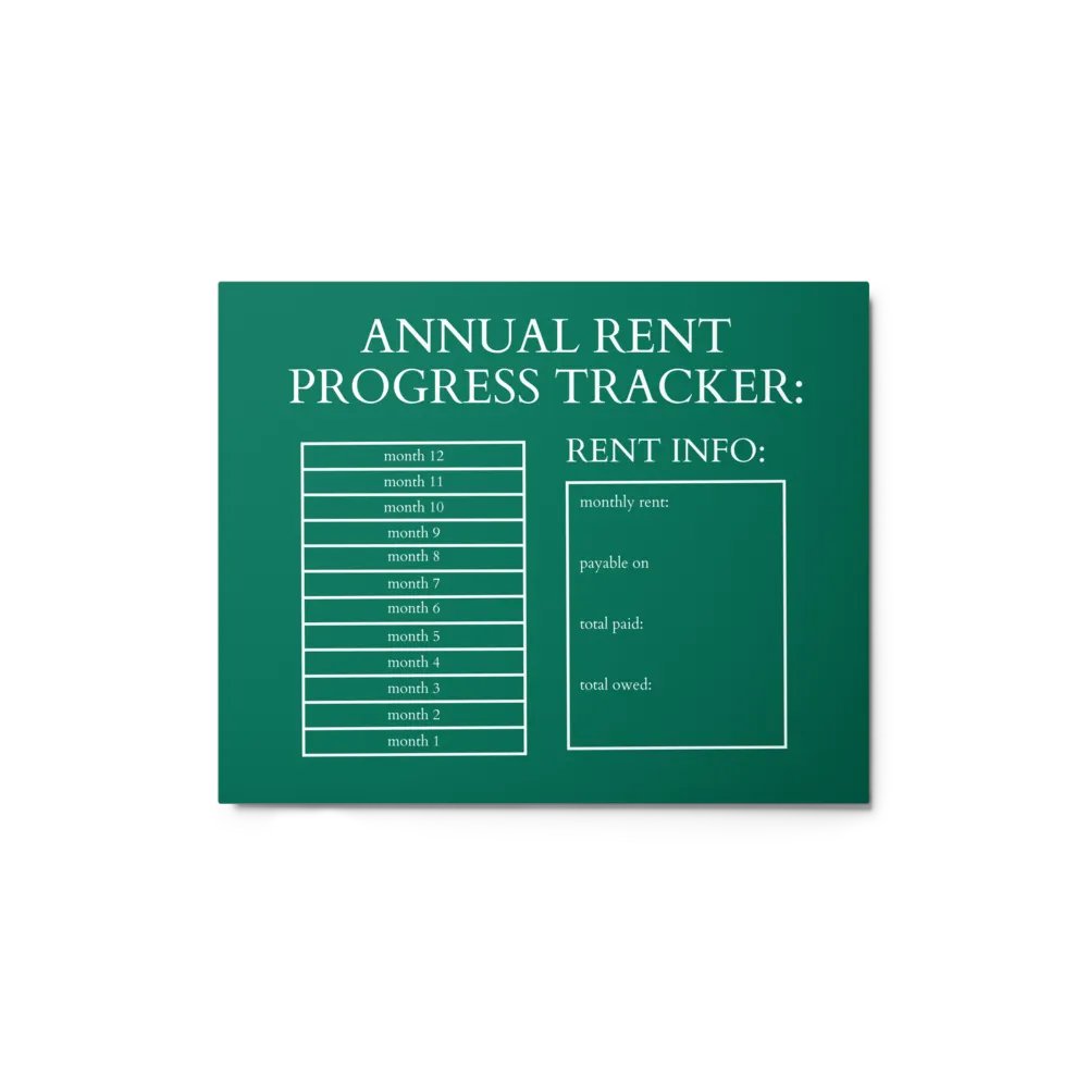 HIGHFALUTIN ANNUAL RENT TRACKER (white design 6) product image (1)