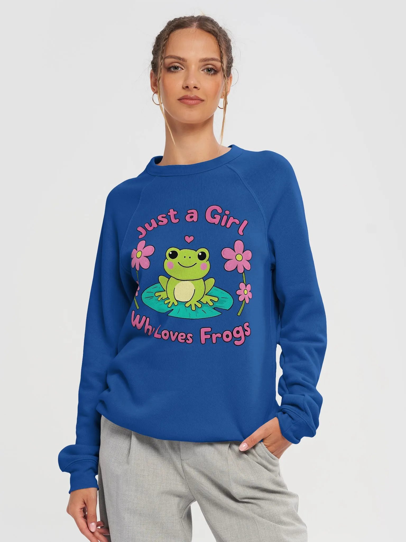 Just a Girl Who Loves Frogs Raglan Sweatshirt Bella+Canvas (Adult Unisex) product image (4)