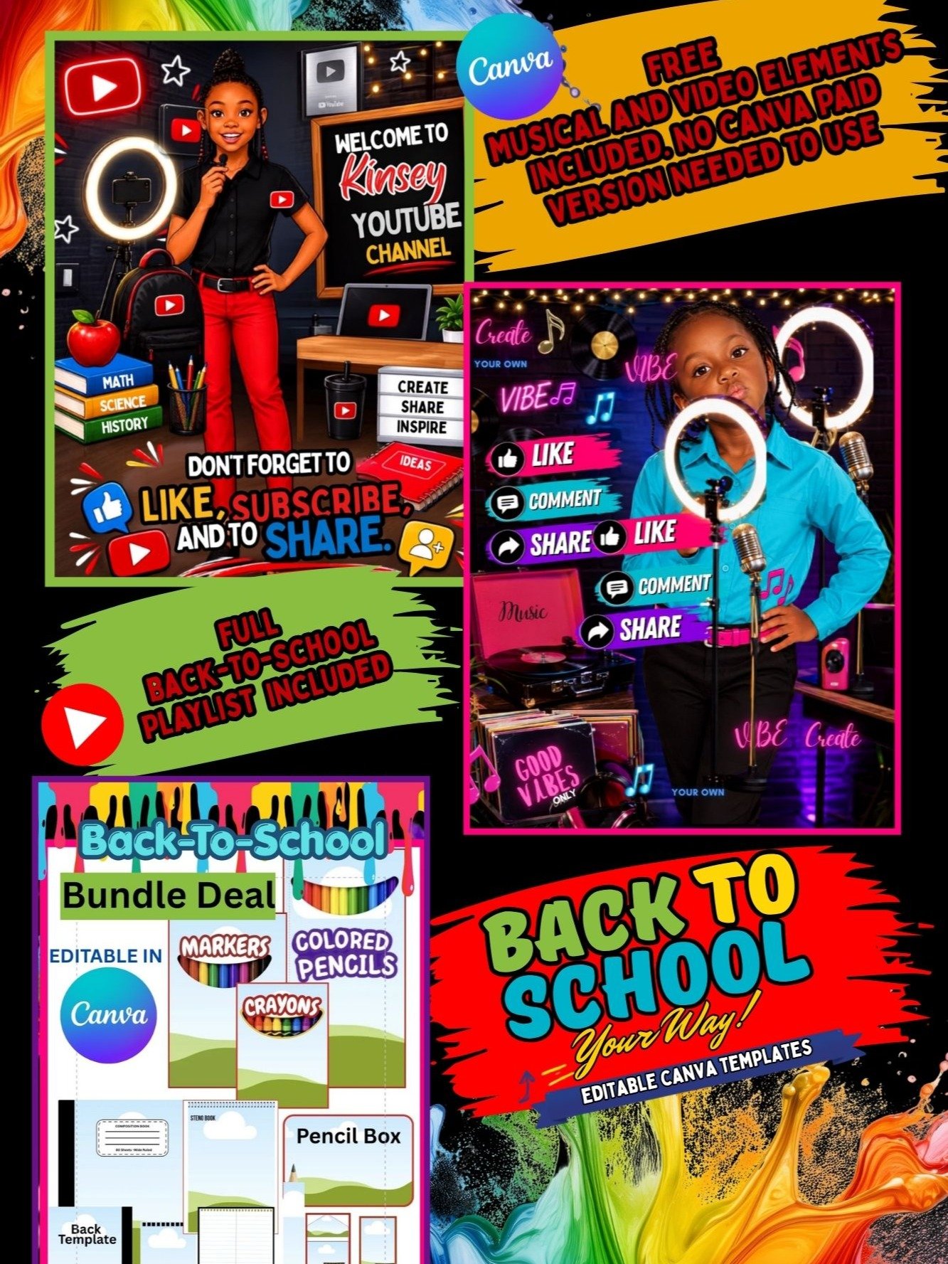Back-to-School Templates - Bundle Deal - Editable in Canva - Content Creator Elements Included - Plus Full DIY Tutorials product image (2)