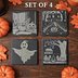 Vintage Halloween Engraved Slate Coasters, Set of 4, Round or Square