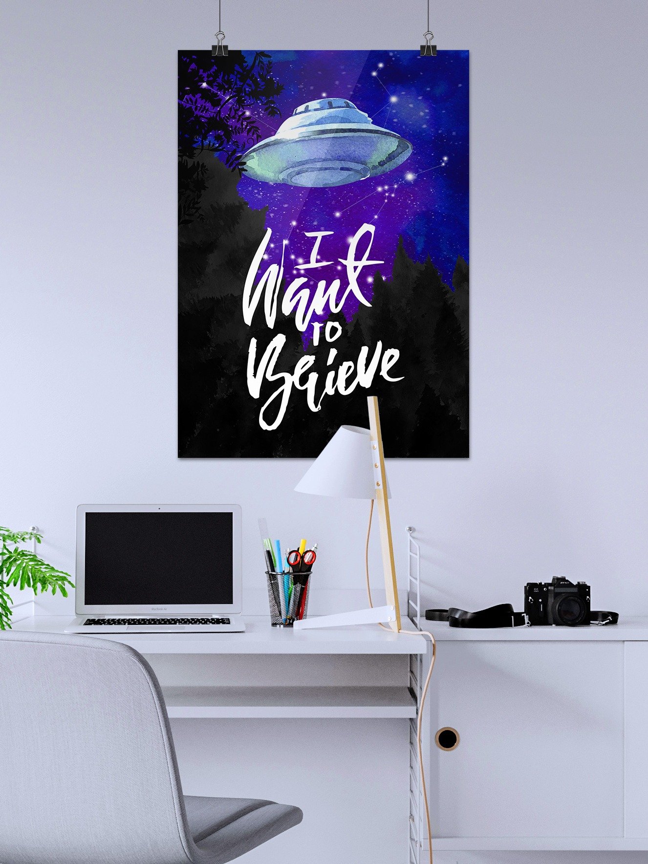 I want to believe / X-Files poster. Watercolor version — sci-fi poster, movie poster, space art print product image (2)