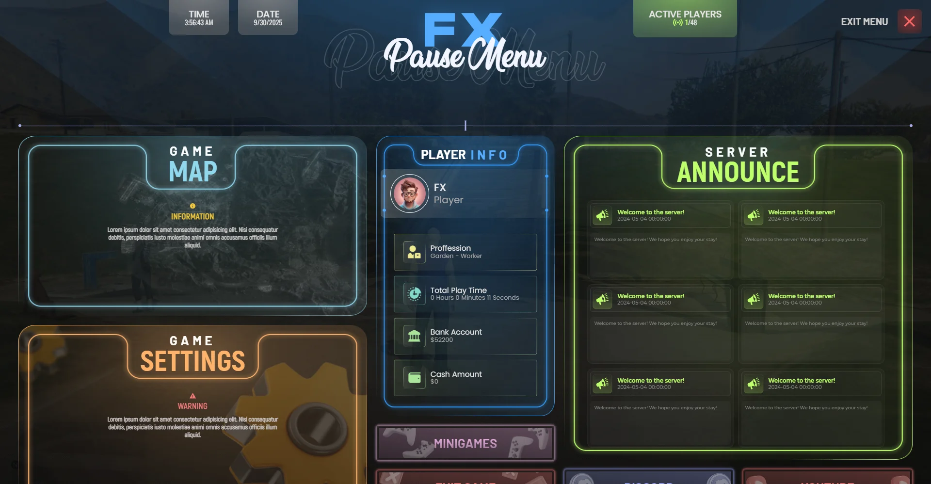FREE FIVEM PAUSE MENU V2 [ QB / ESX ] product image (5)