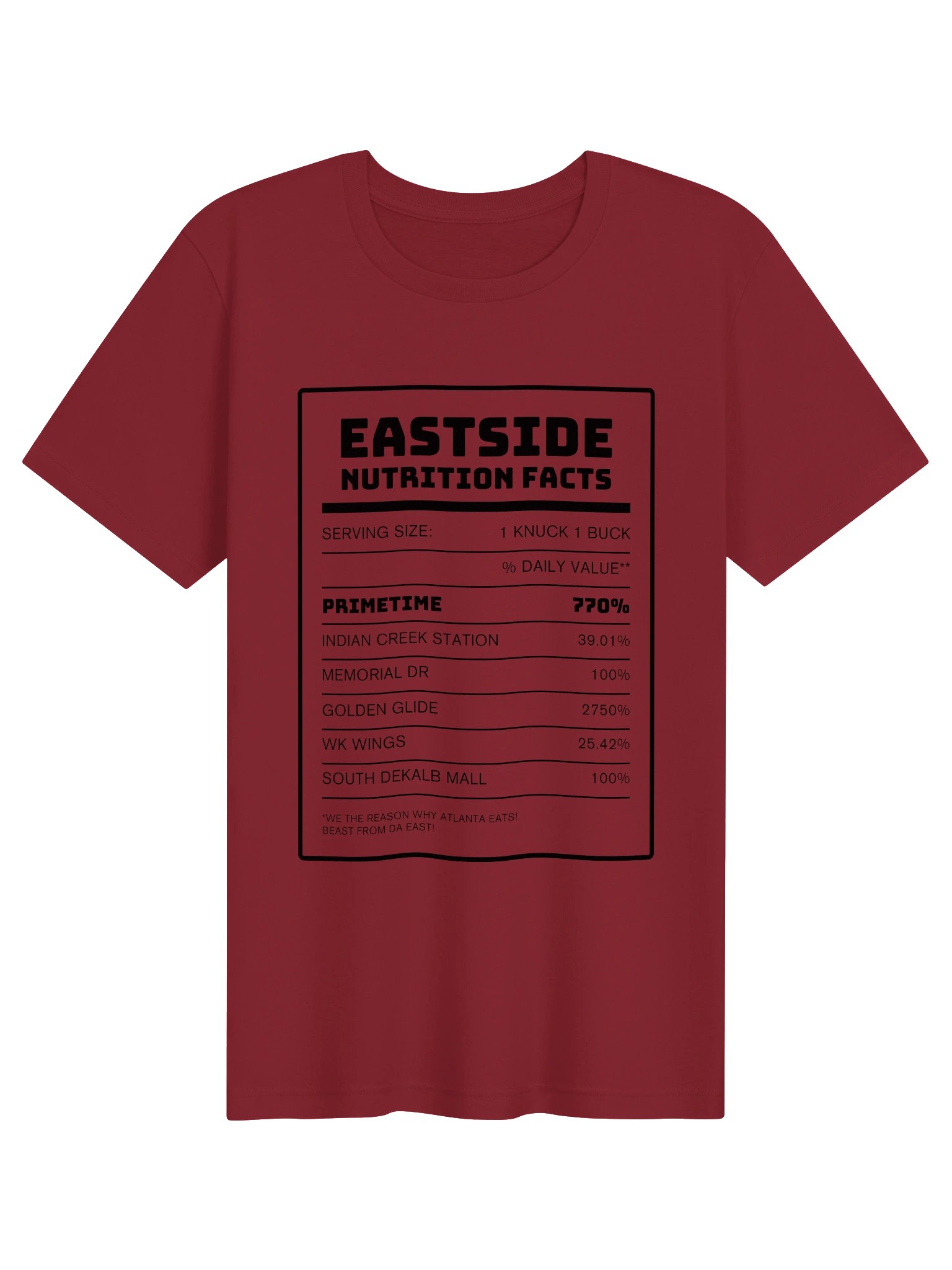 Eastside Atlanta Nutrition Facts T-Shirt product image (1)