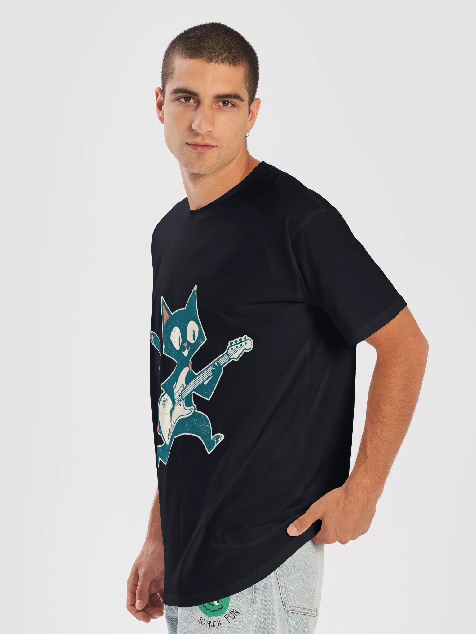 Retro Cat Playing Electric Guitar Shirt – Vintage Mid Century Rock Cat Tee, Funny Guitarist Gift for Cat Lovers product image (23)
