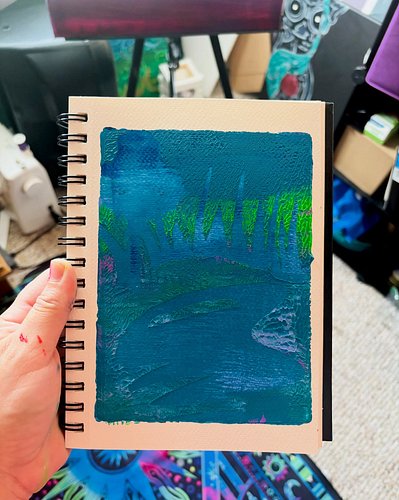 This one is still a work in progress- but I’m really vibing with the background right now. 
My plan is to add a cute 🐸 

But ...