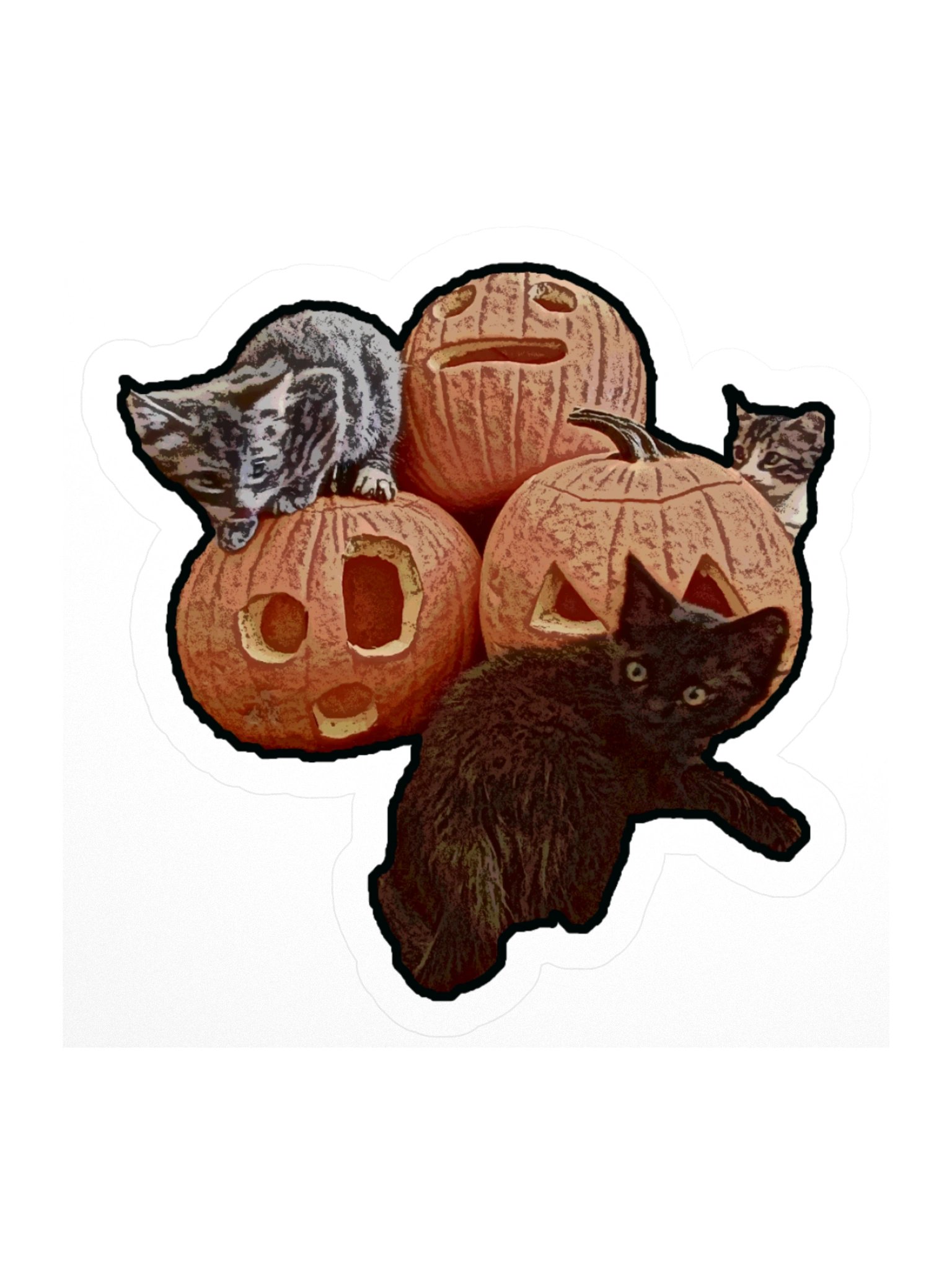 Three kittens & three pumpkins product image (2)