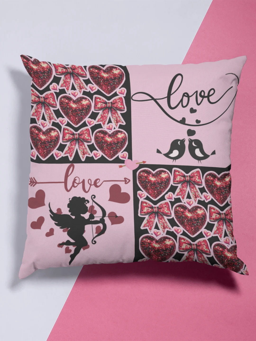 Lovebirds Pink & Black Pillow product image (4)