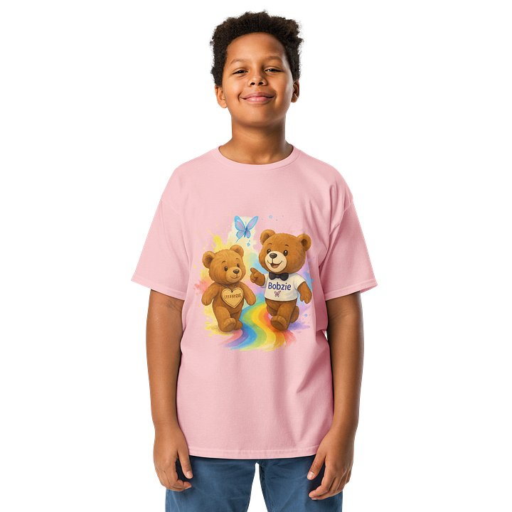 Fayzie & Bobzie – Follow Your Rainbow Pink Kids T-shirt product image (1)
