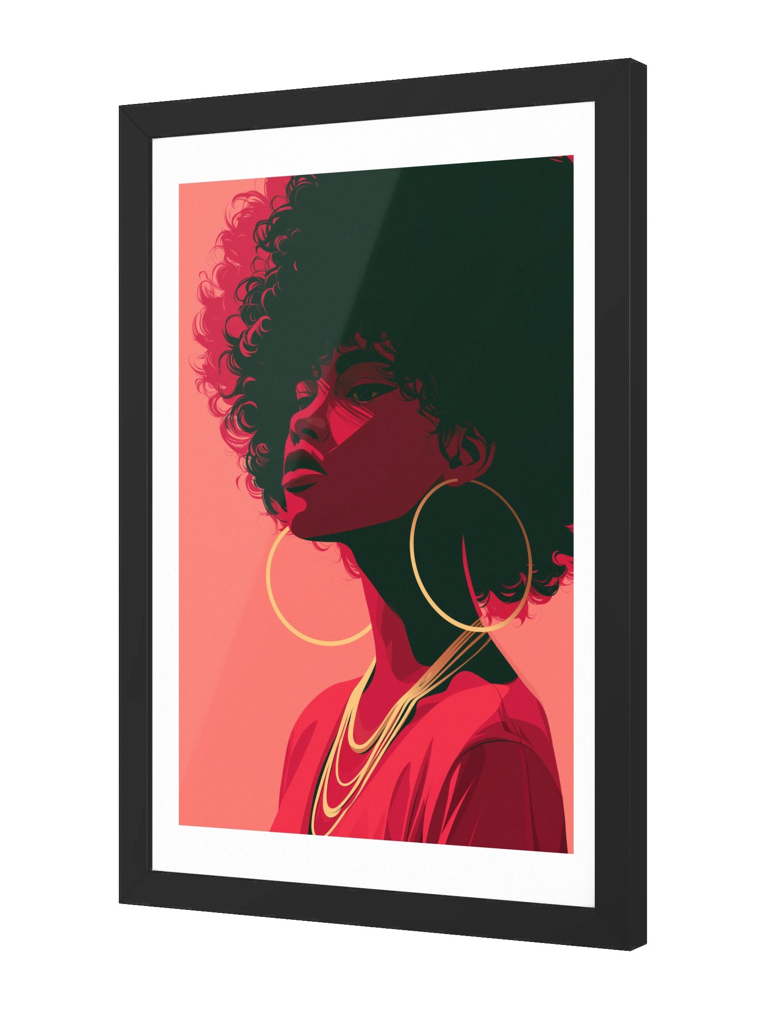MONA No. 1 FRAMED | Black Woman Wall Art | Afro Portrait Print, Crimson & Gold product image (2)